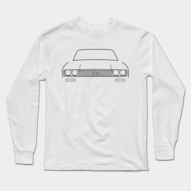 Ford Capri 2.8i Mk III classic car outline graphic (black) Long Sleeve T-Shirt by soitwouldseem